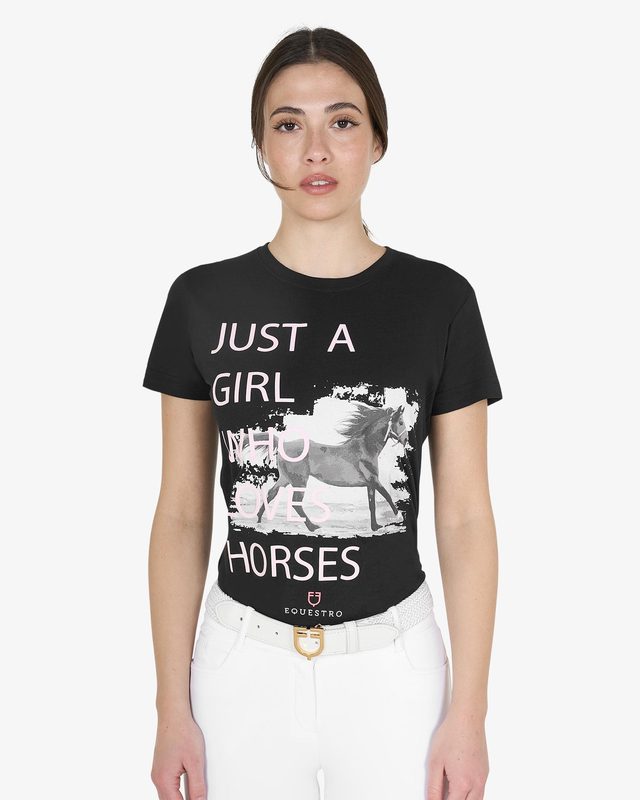 T-shirt da donna in cotone Horse Lover