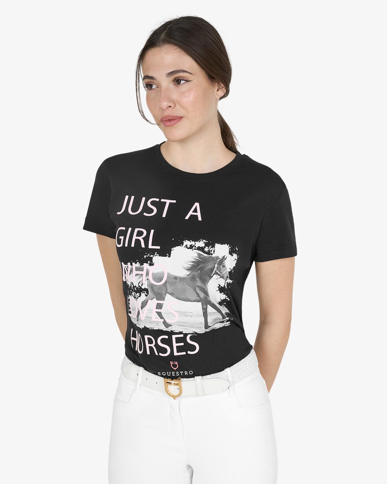 T-shirt da donna in cotone Horse Lover