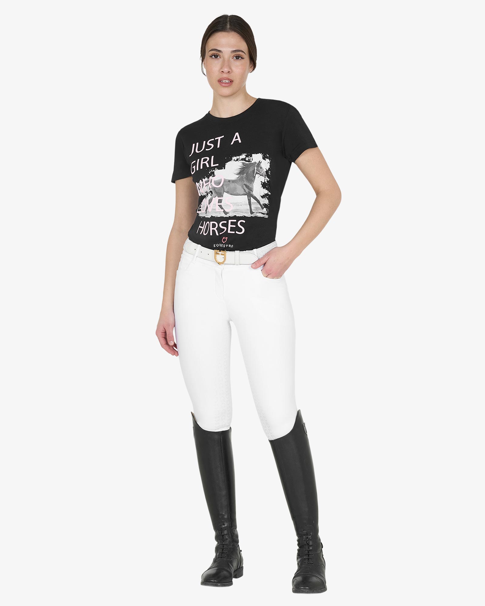 T-shirt femme slim fit horse life avec strass