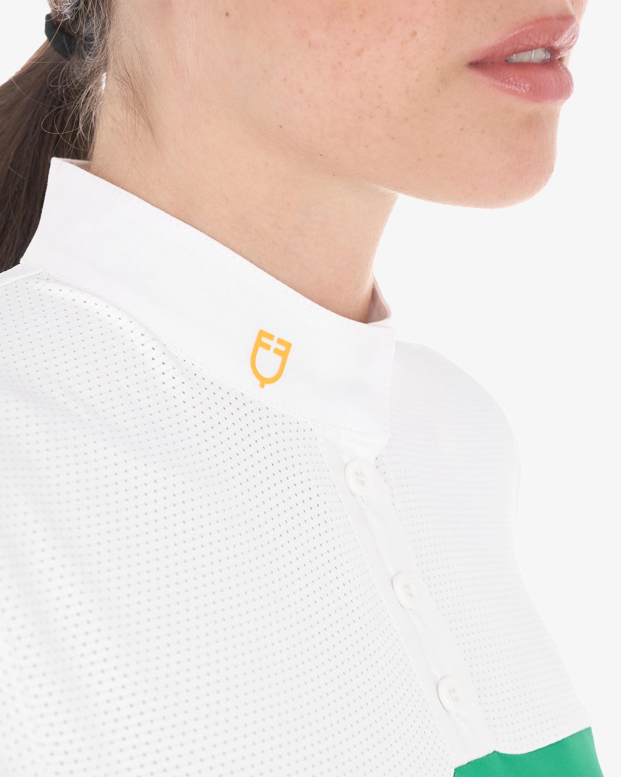Polo donna slim fit tessuto tecnico e mesh