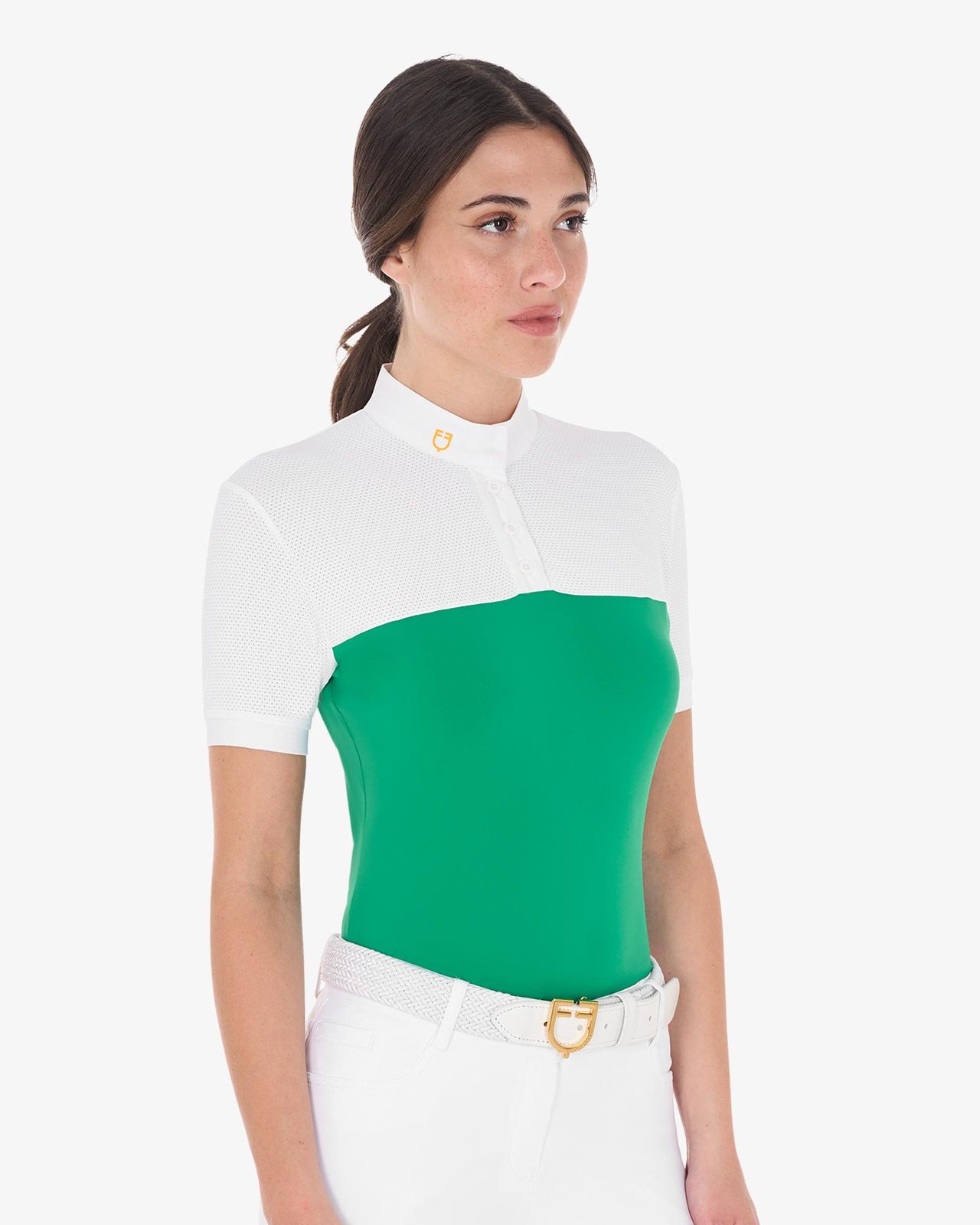 Polo donna slim fit tessuto tecnico e mesh
