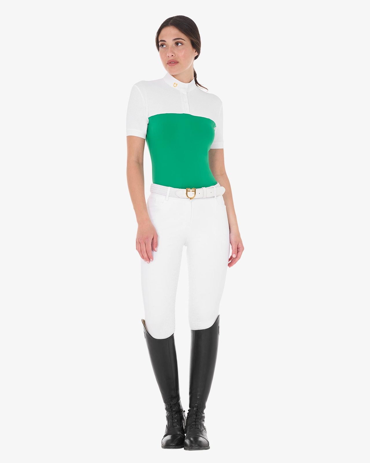 Polo donna slim fit tessuto tecnico e mesh