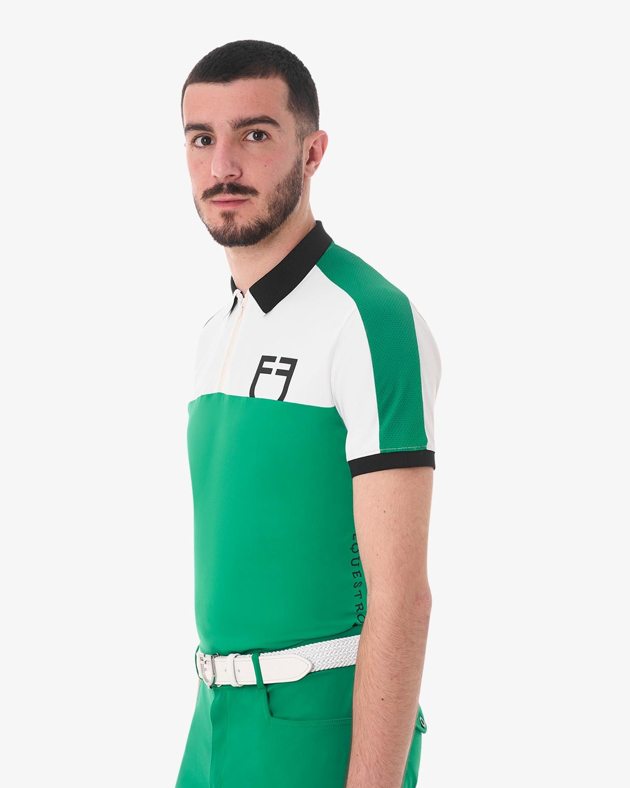 Polo uomo slim fit da allenamento con logo frontale