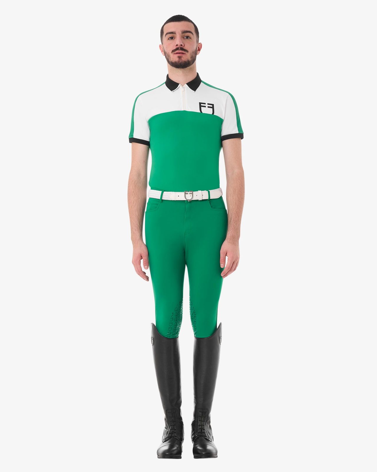 Polo uomo slim fit da allenamento con logo frontale