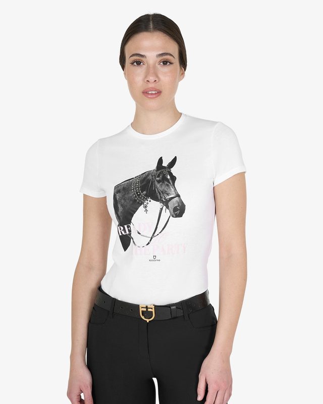Women's Ready To The Party cotton T-shirt with rhinestones