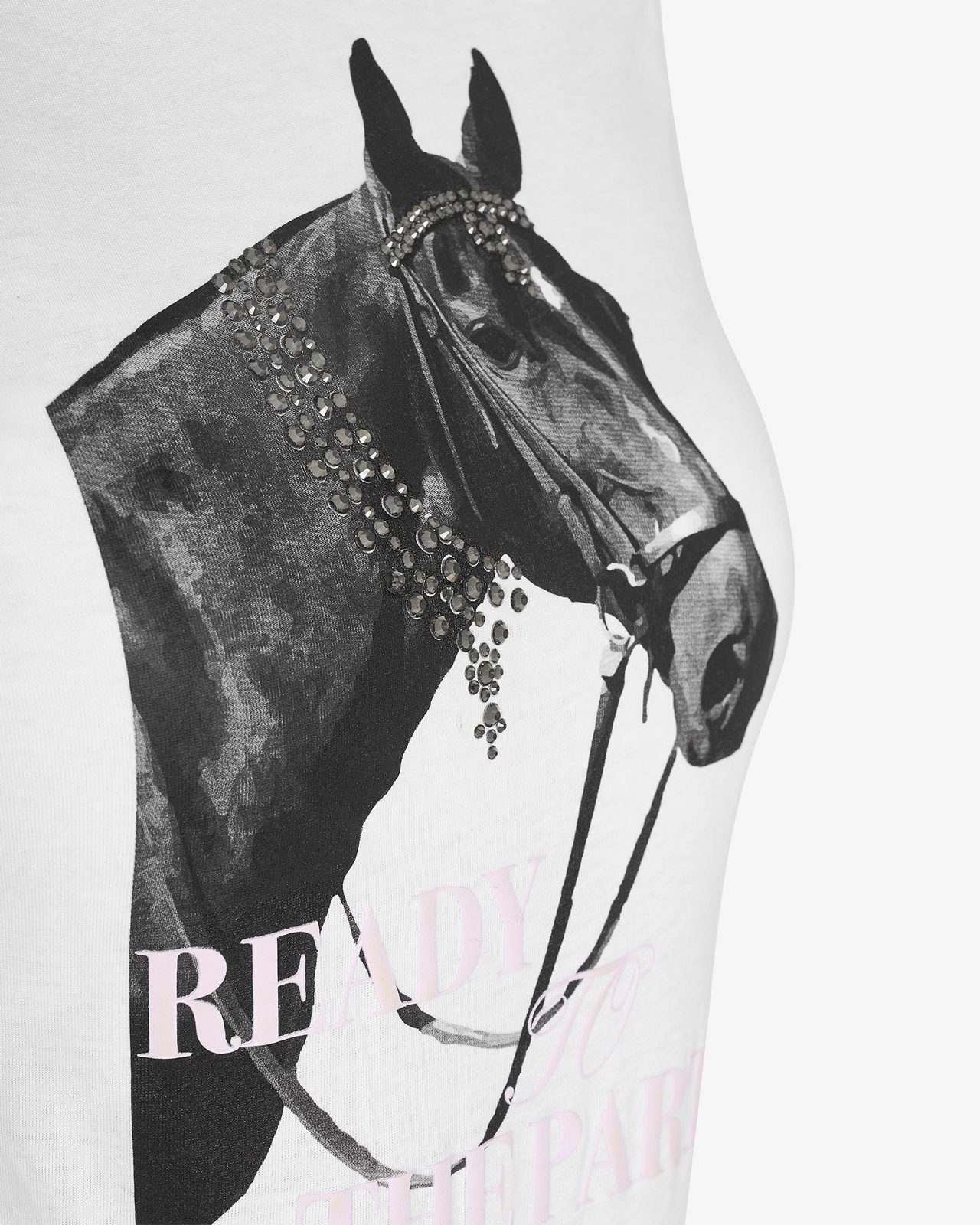 T-shirt donna Ready To The Party in cotone con strass