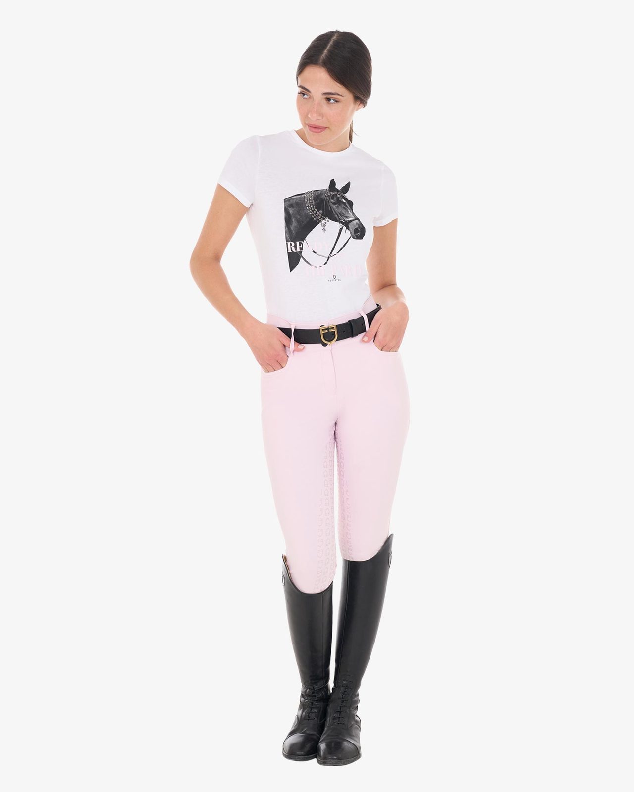 T-shirt donna Ready To The Party in cotone con strass