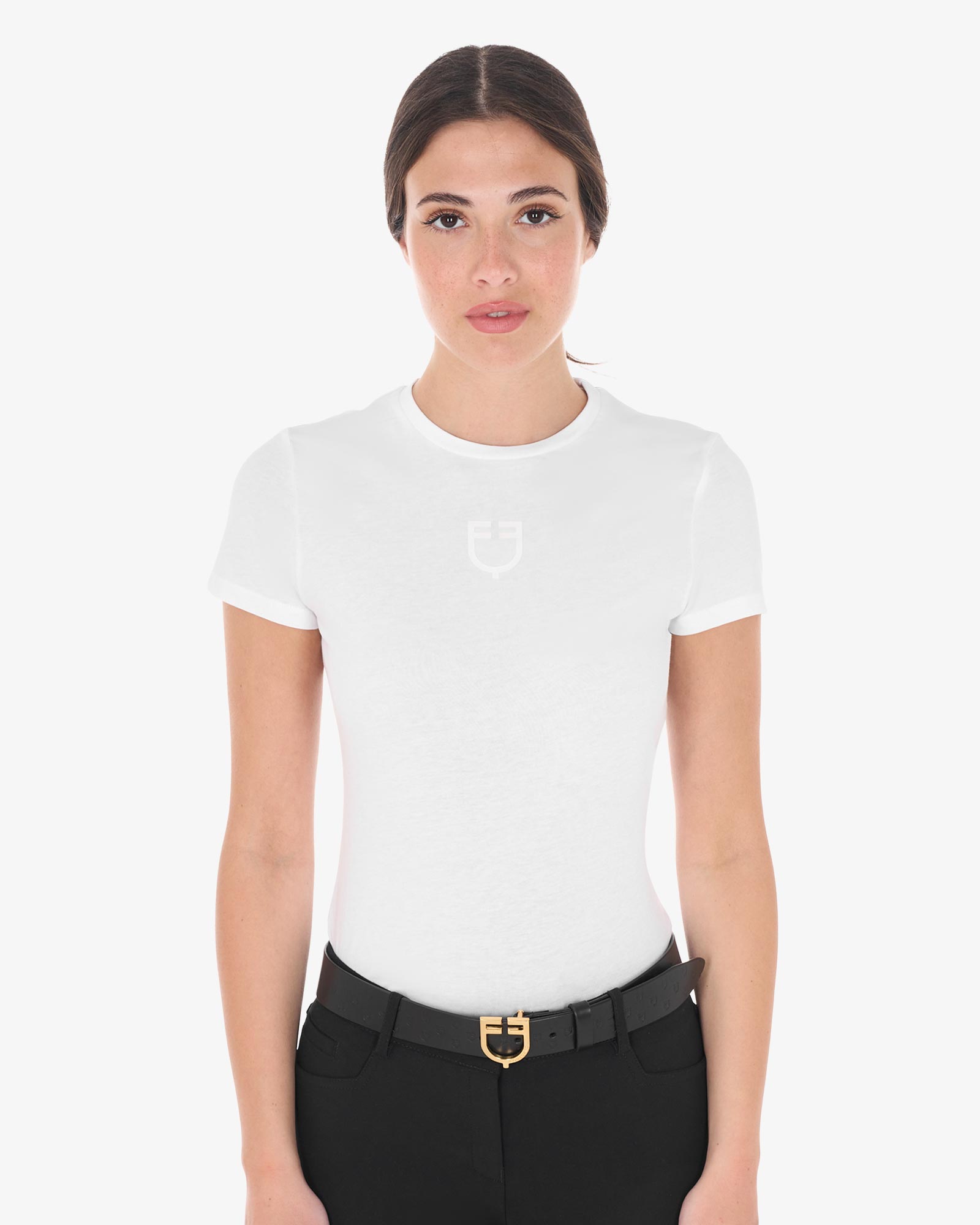 T-shirt basic donna con logo tono su tono
