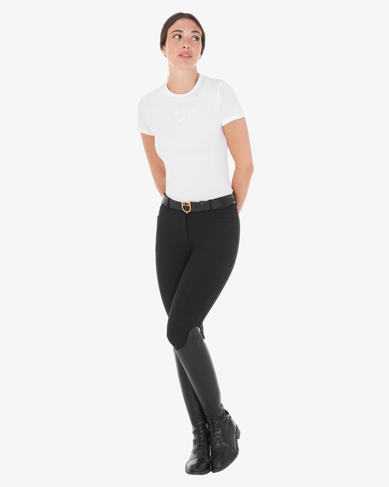 T-shirt basic donna con logo tono su tono