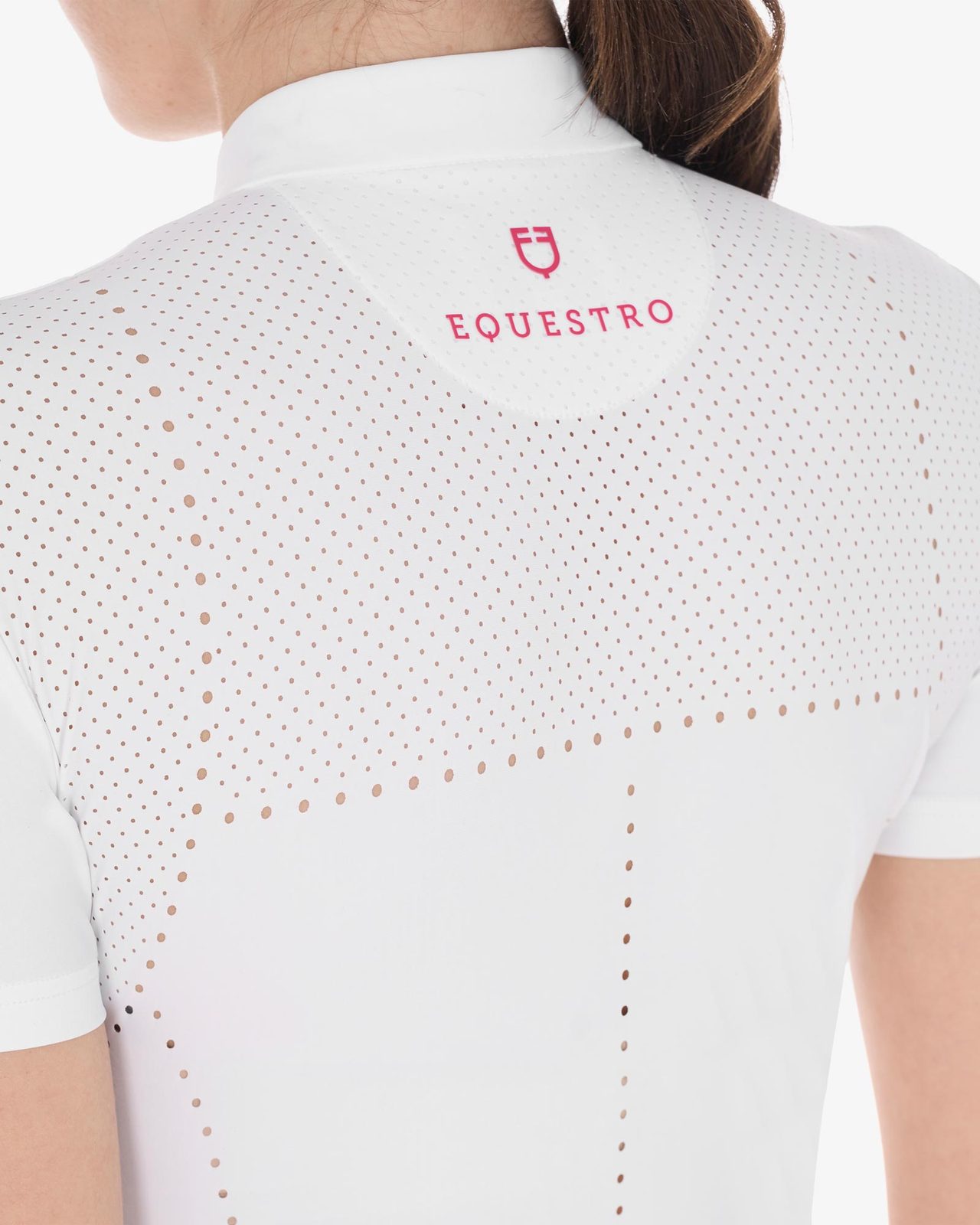 Polo concorso donna slim fit in tessuto traforato e zip