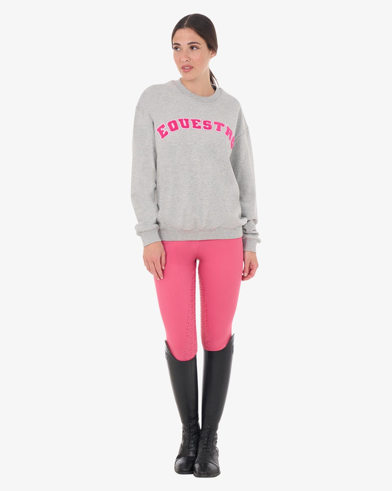 Women's crewneck sweatshirt with sponge lettering