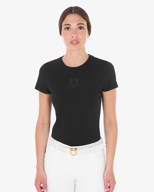 T-shirt basic donna con logo tono su tono