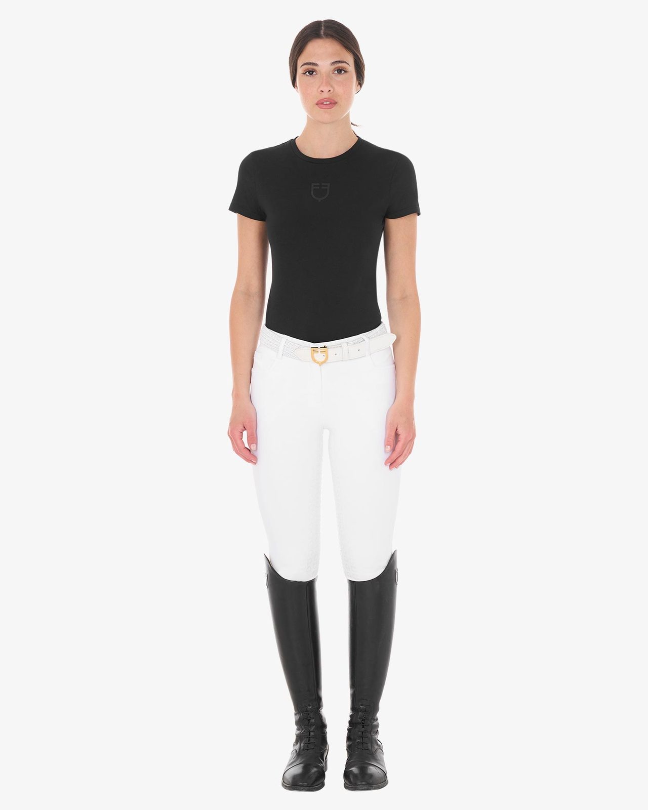 T-shirt basic donna con logo tono su tono