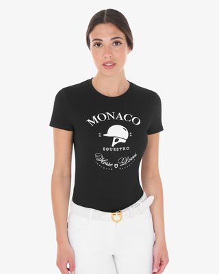 T-shirt donna Monaco in cotone con strass