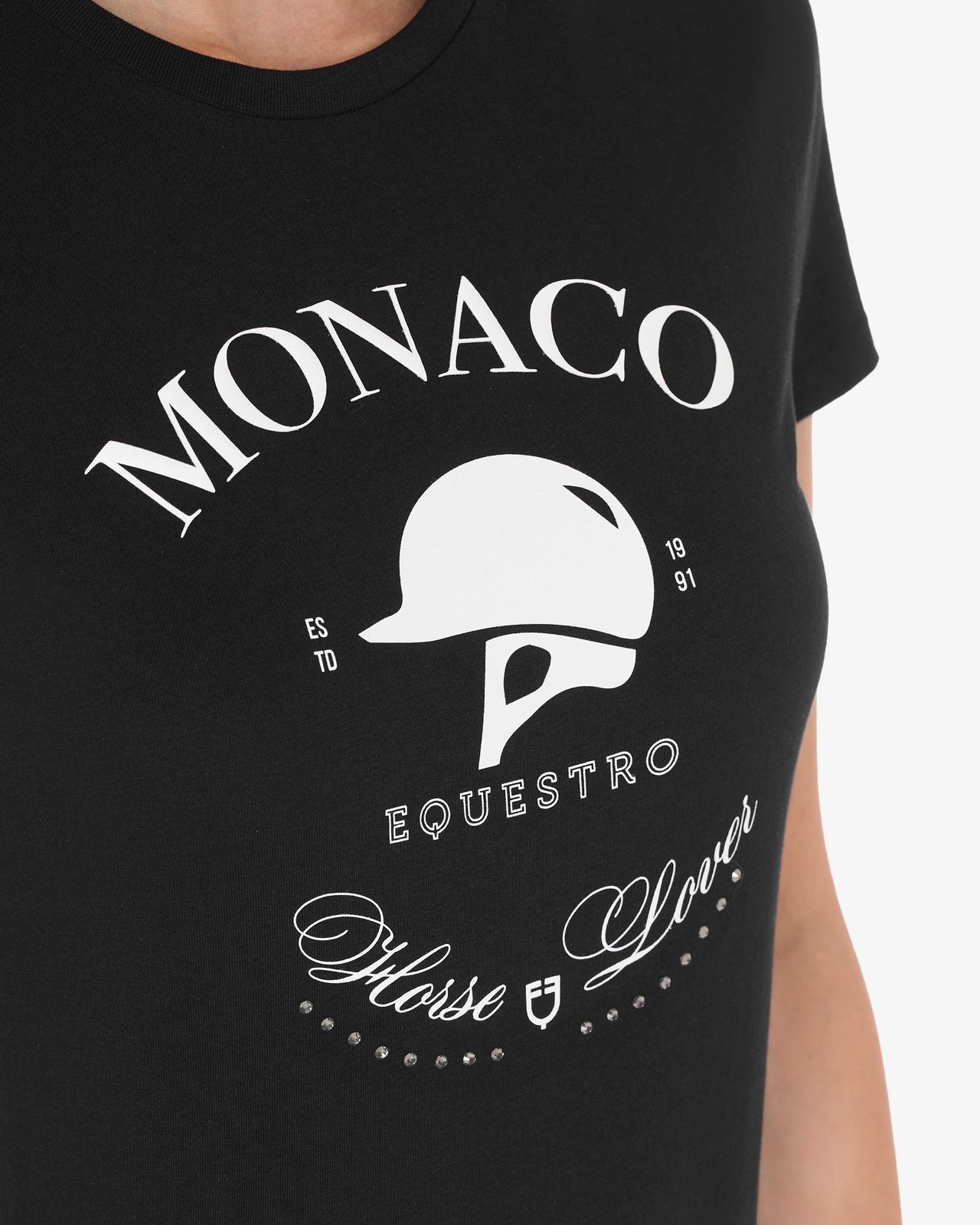T-shirt donna Monaco in cotone con strass