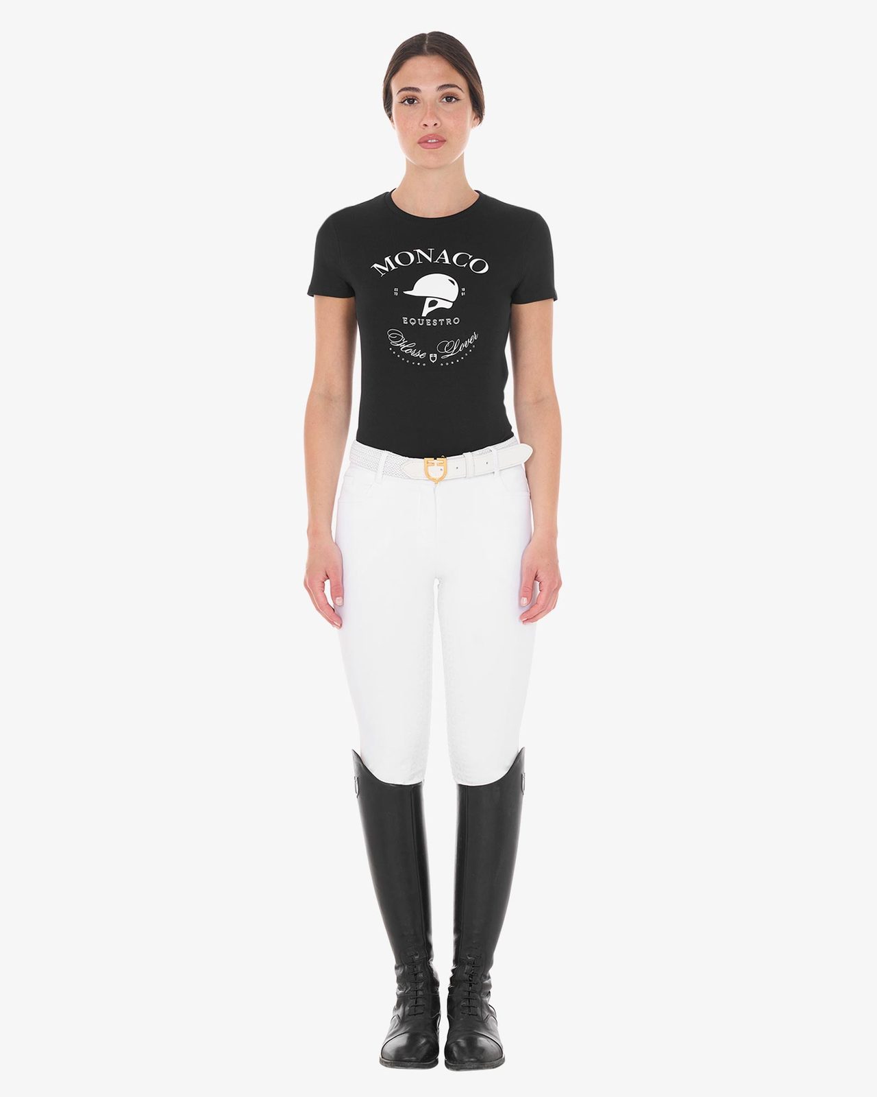 T-shirt donna Monaco in cotone con strass