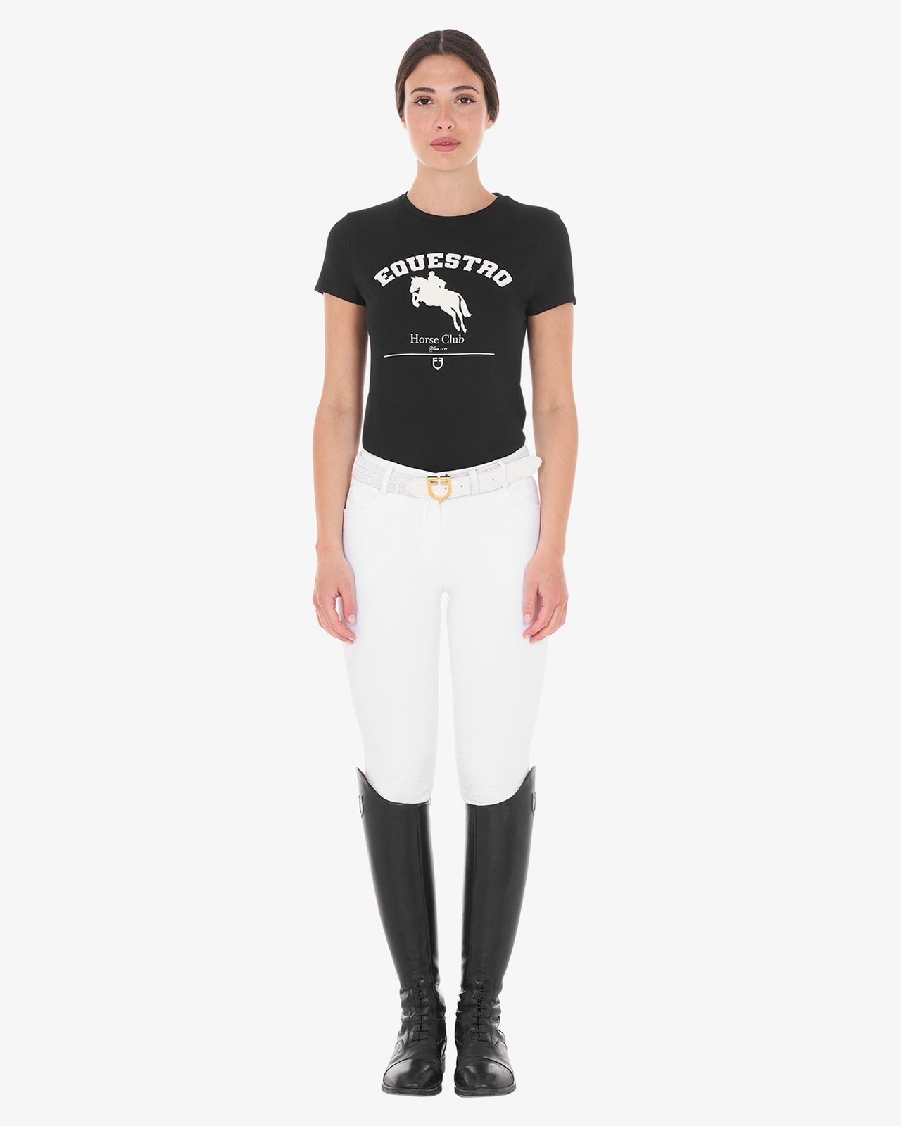 T-shirt donna Jumping Horse Club in cotone