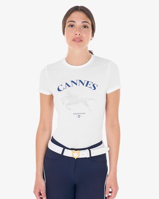 T-shirt donna Cannes in cotone con strass