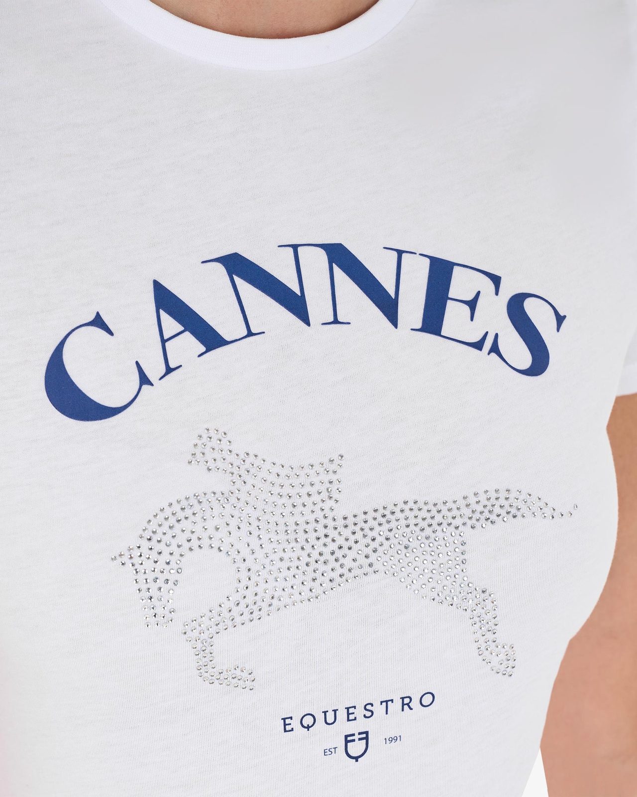 T-shirt donna Cannes in cotone con strass
