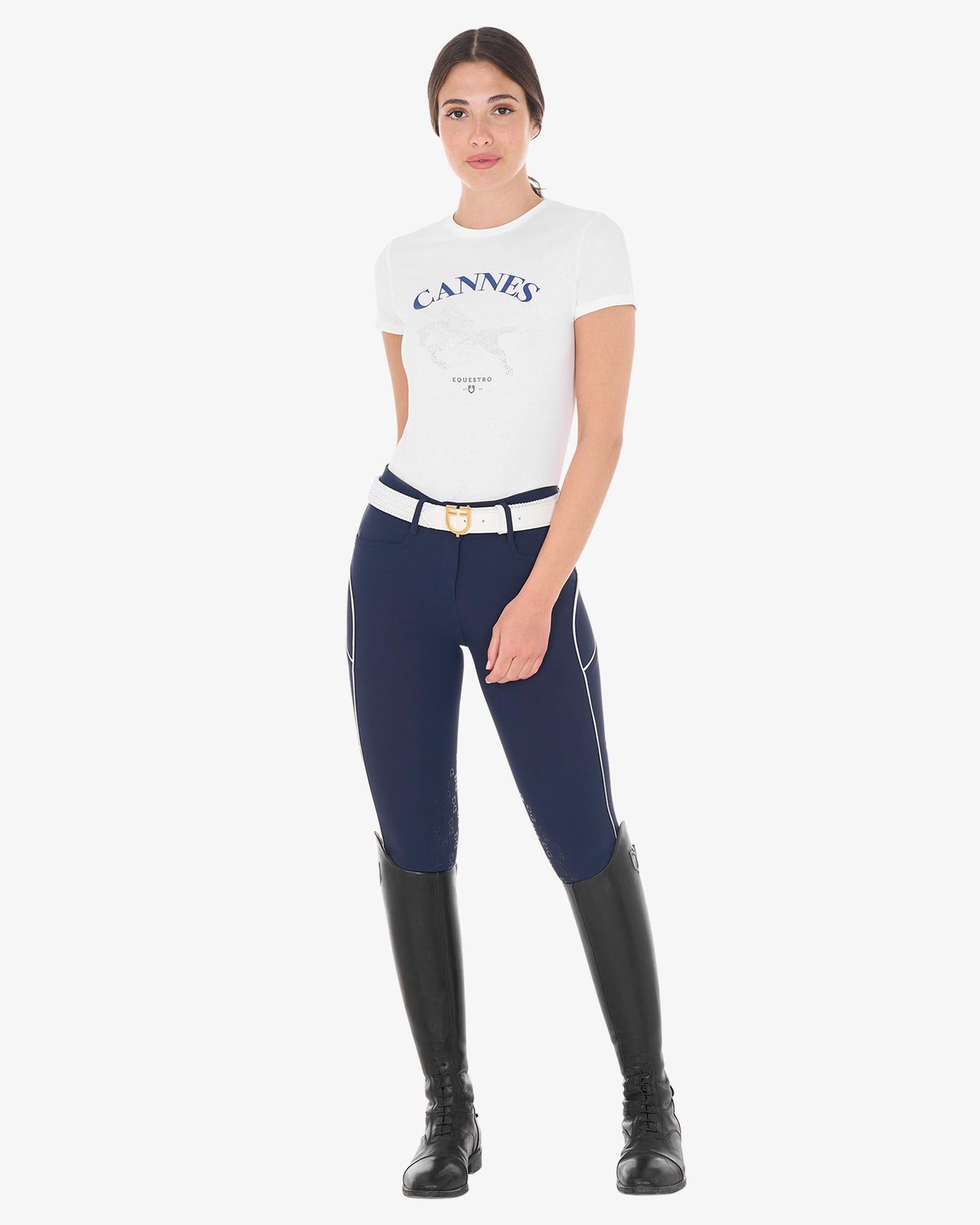 T-shirt donna Cannes in cotone con strass
