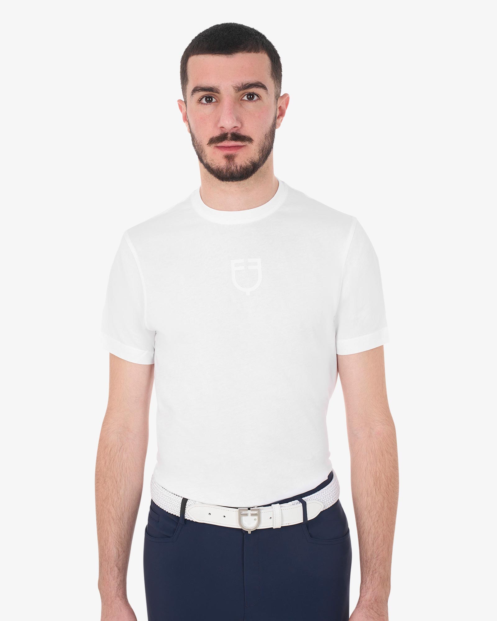 Men's basic T-shirt with tone-on-tone logo