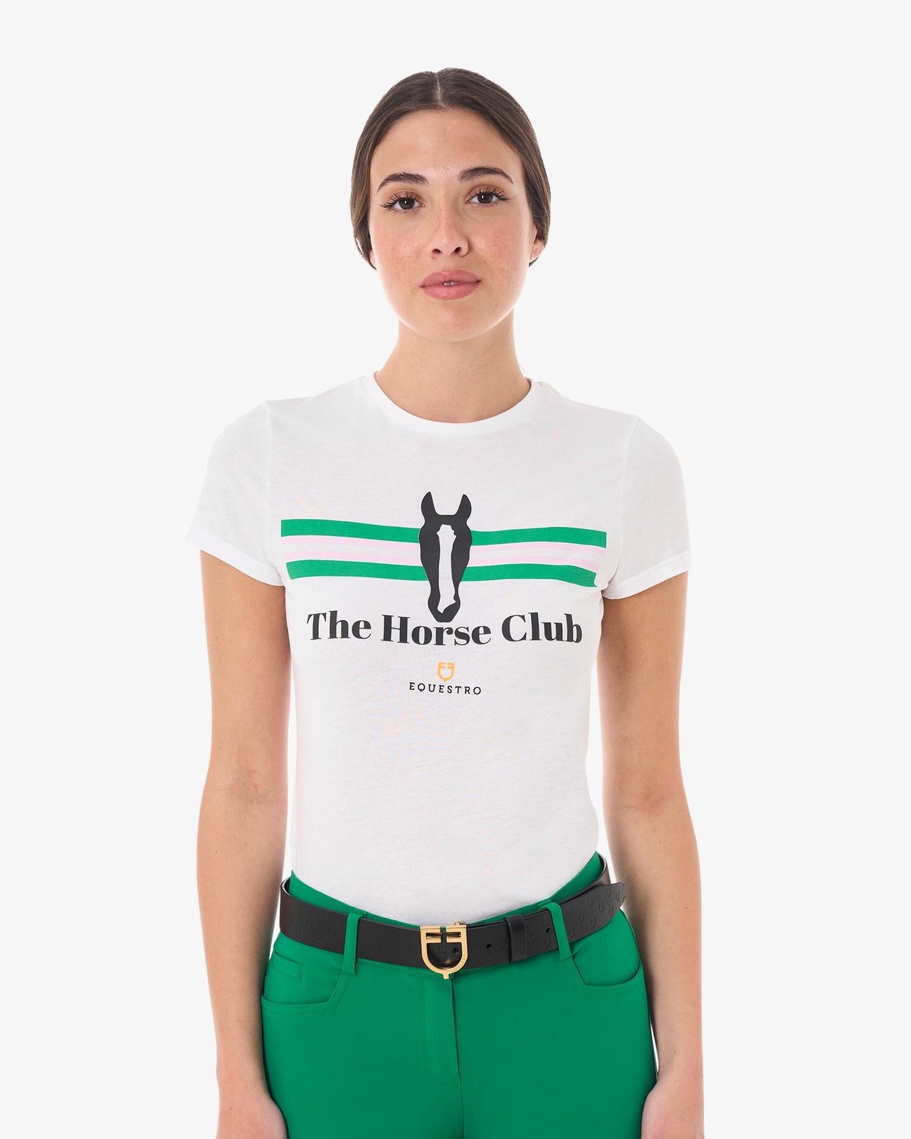 T-shirt donna Stripe Horse Club in cotone