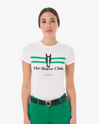 T-shirt donna Stripe Horse Club in cotone