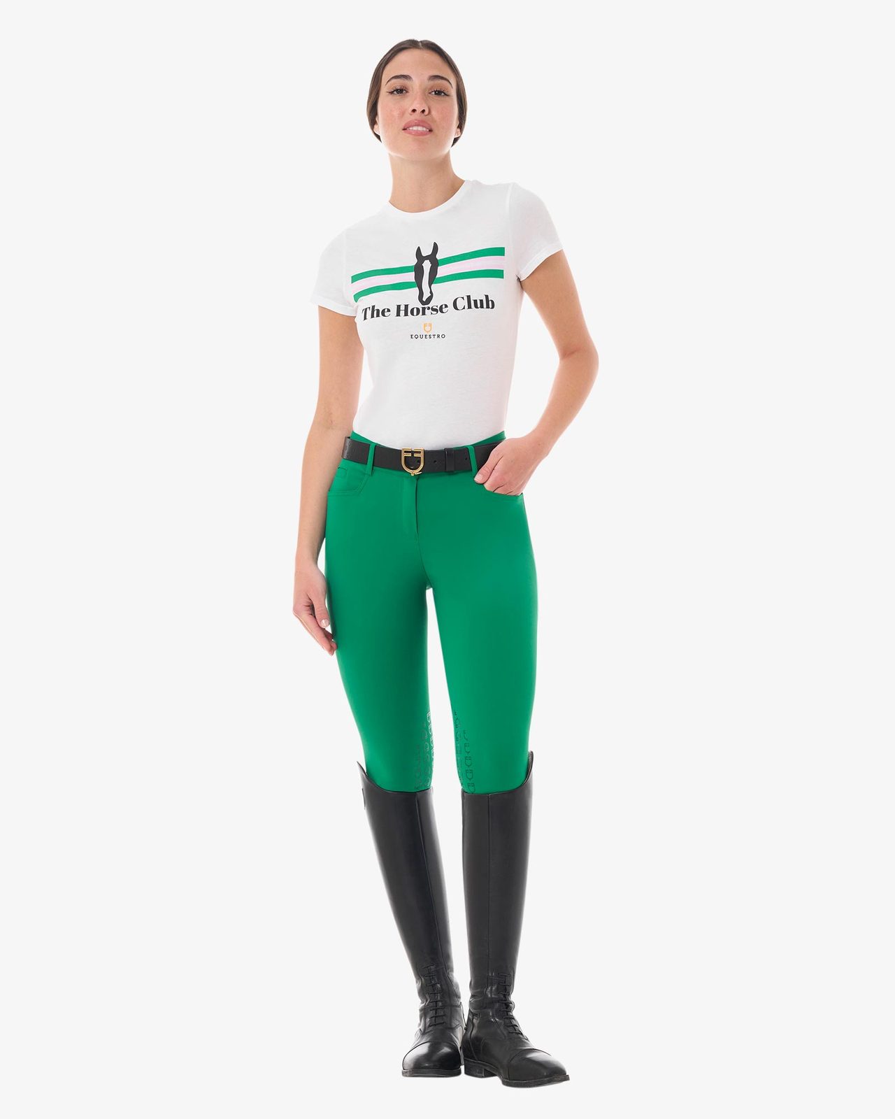 T-shirt donna Stripe Horse Club in cotone