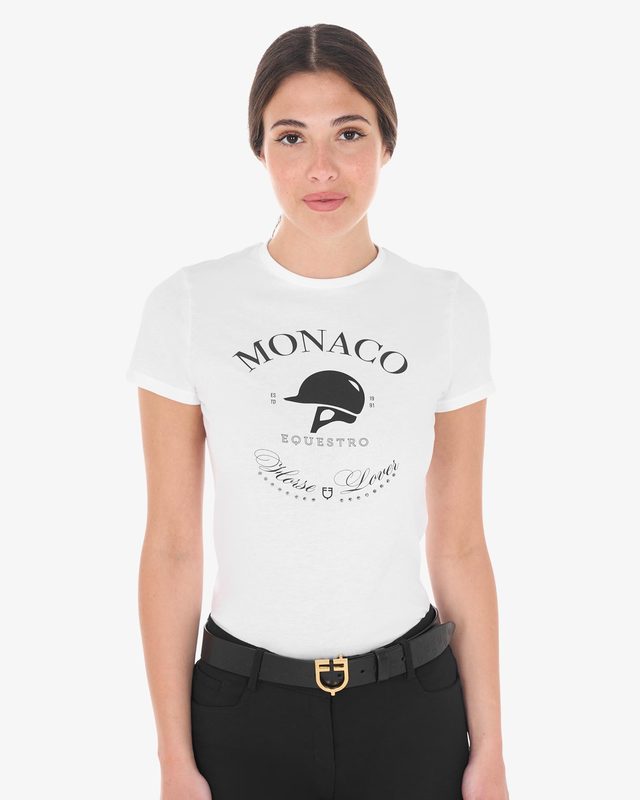 Women's Monaco cotton T-shirt with rhinestones