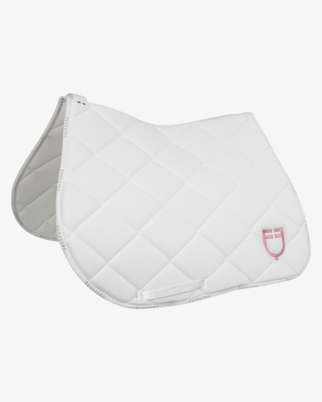 Jumping saddle pad with multicolor logo