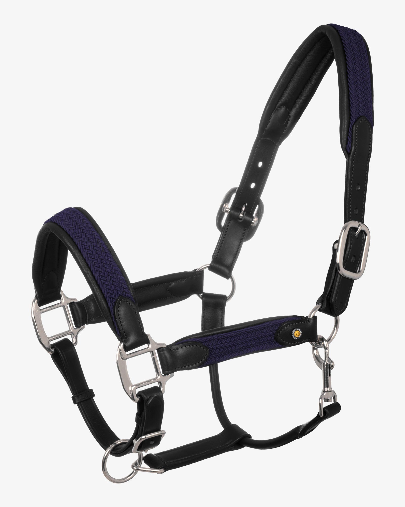 Leather halter with braided nylon inserts