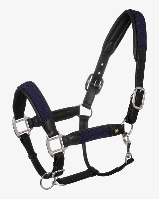 Leather halter with braided nylon inserts