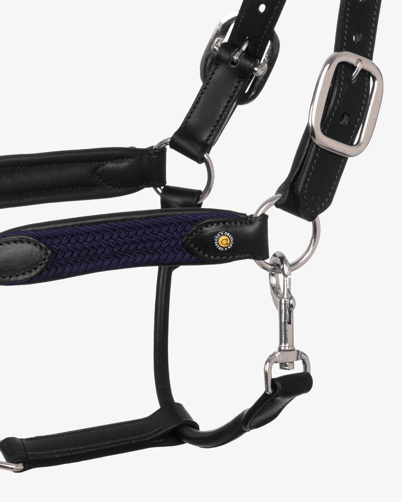 Leather halter with braided nylon inserts