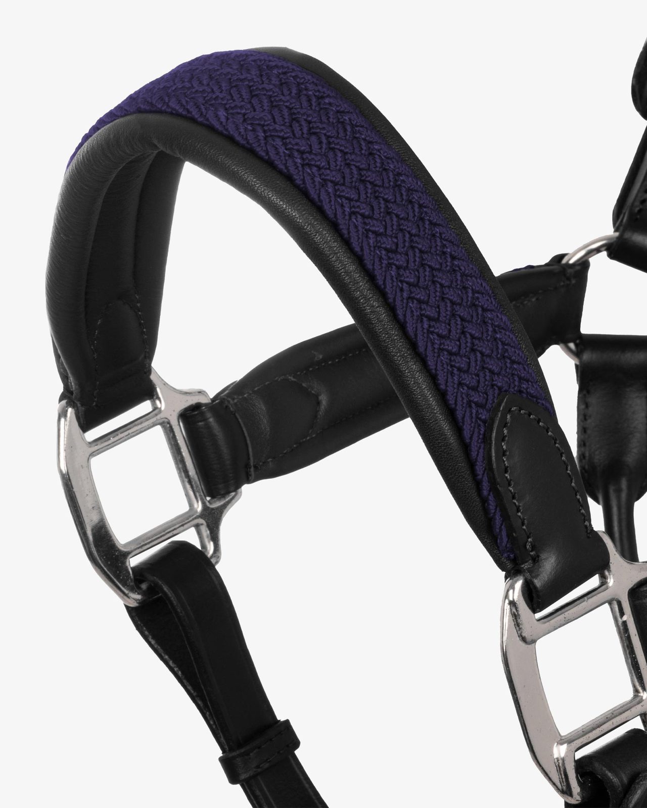 Leather halter with braided nylon inserts