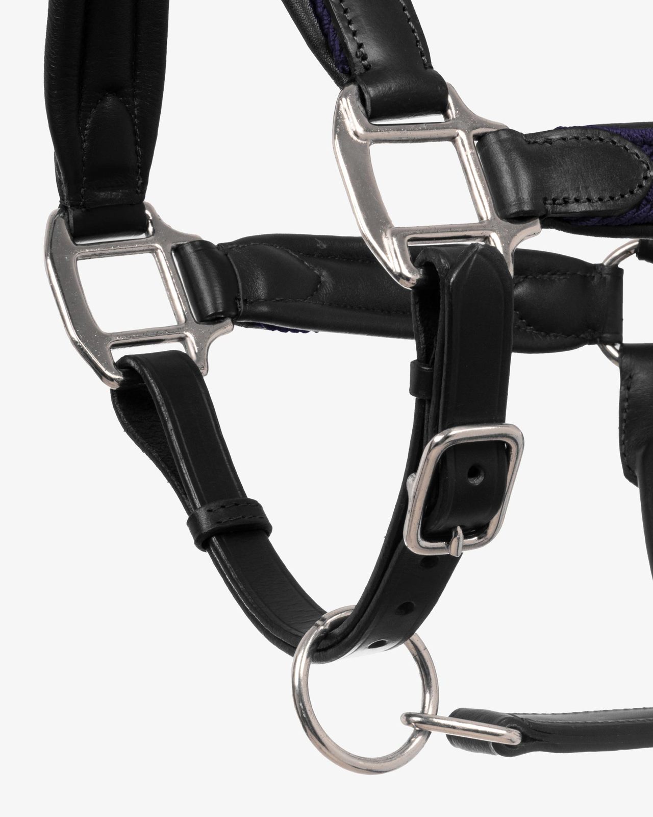 Leather halter with braided nylon inserts