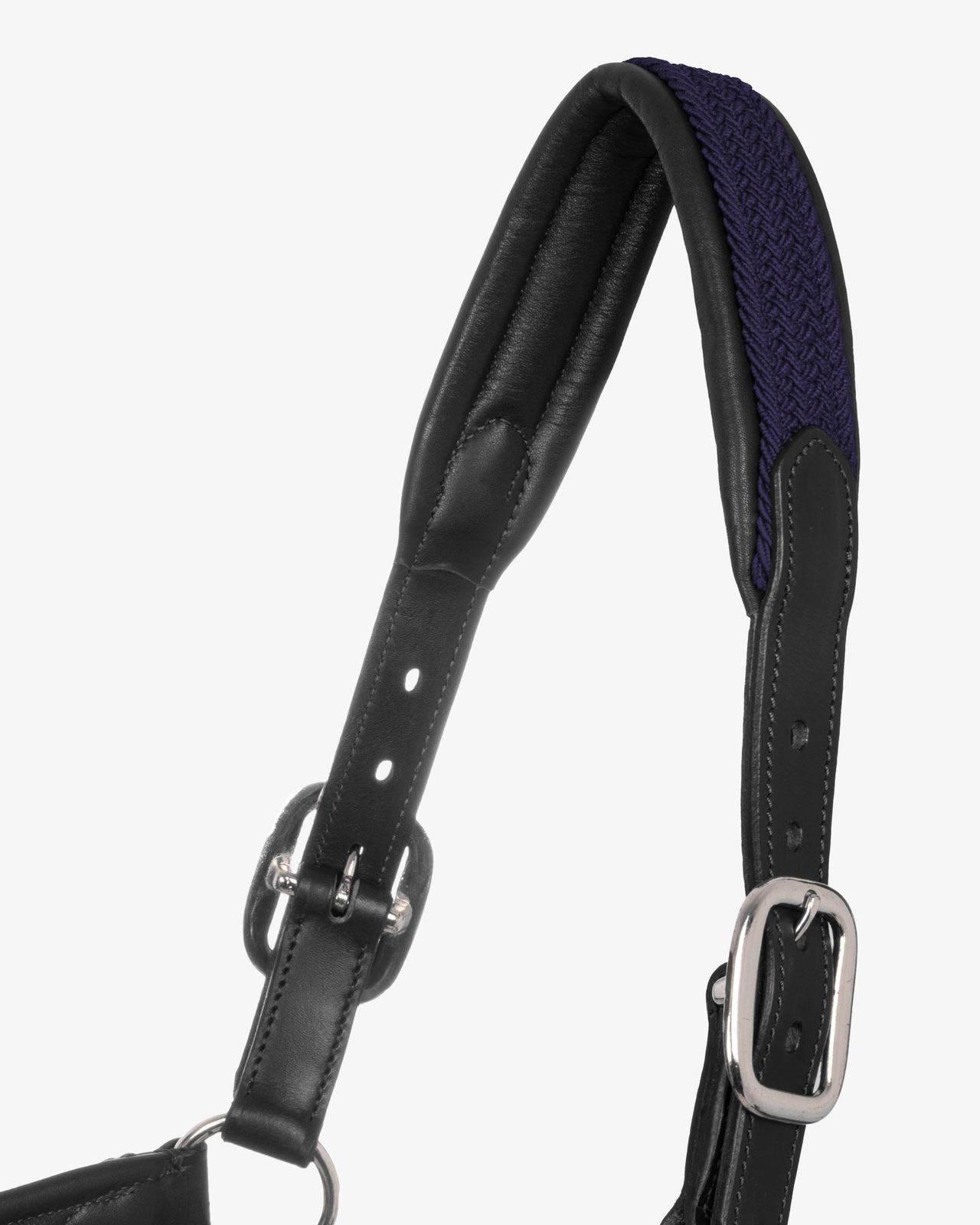 Leather halter with braided nylon inserts
