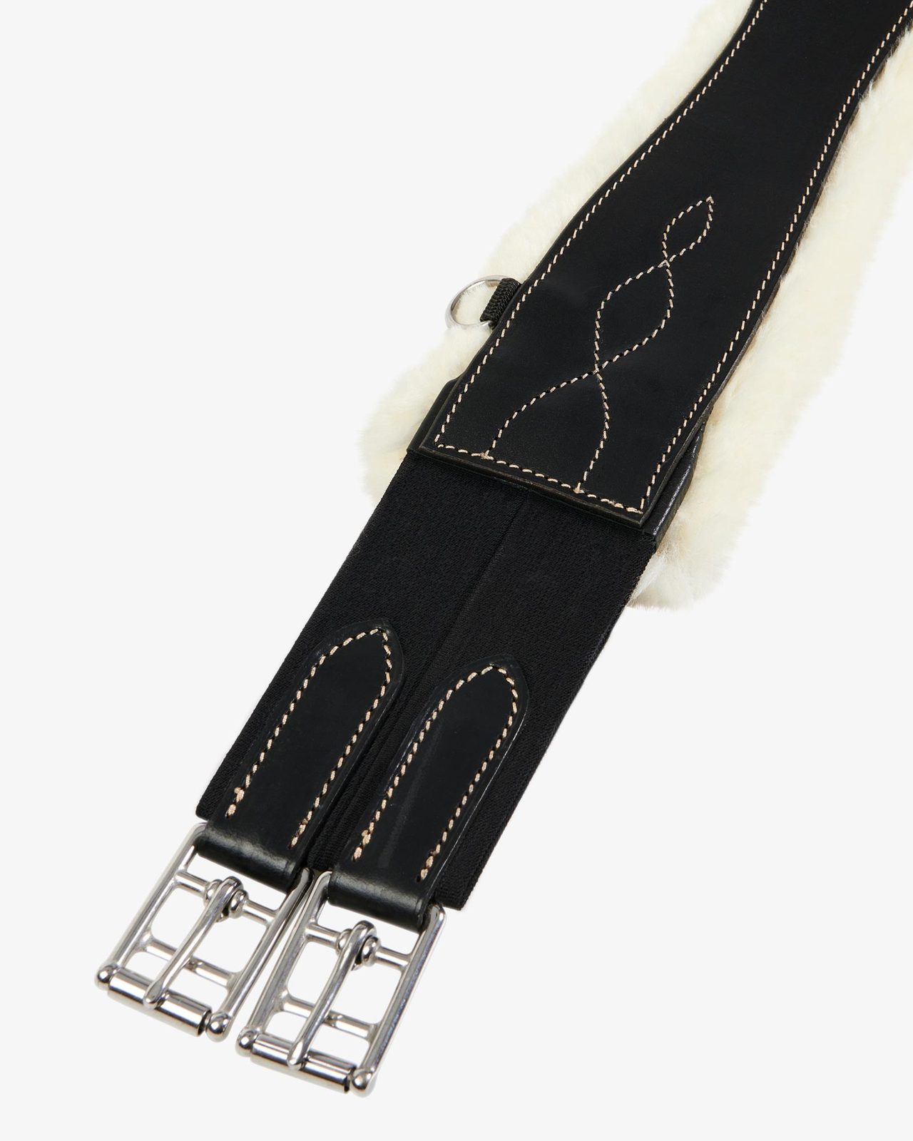 Jumping girth with synthetic lambskin