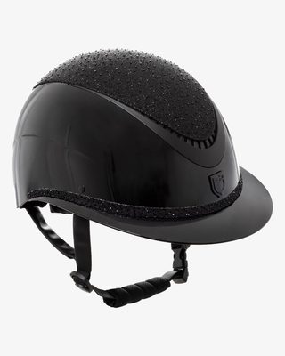 Helmet with wide visor and rhinestones homologation EN 1384-2023