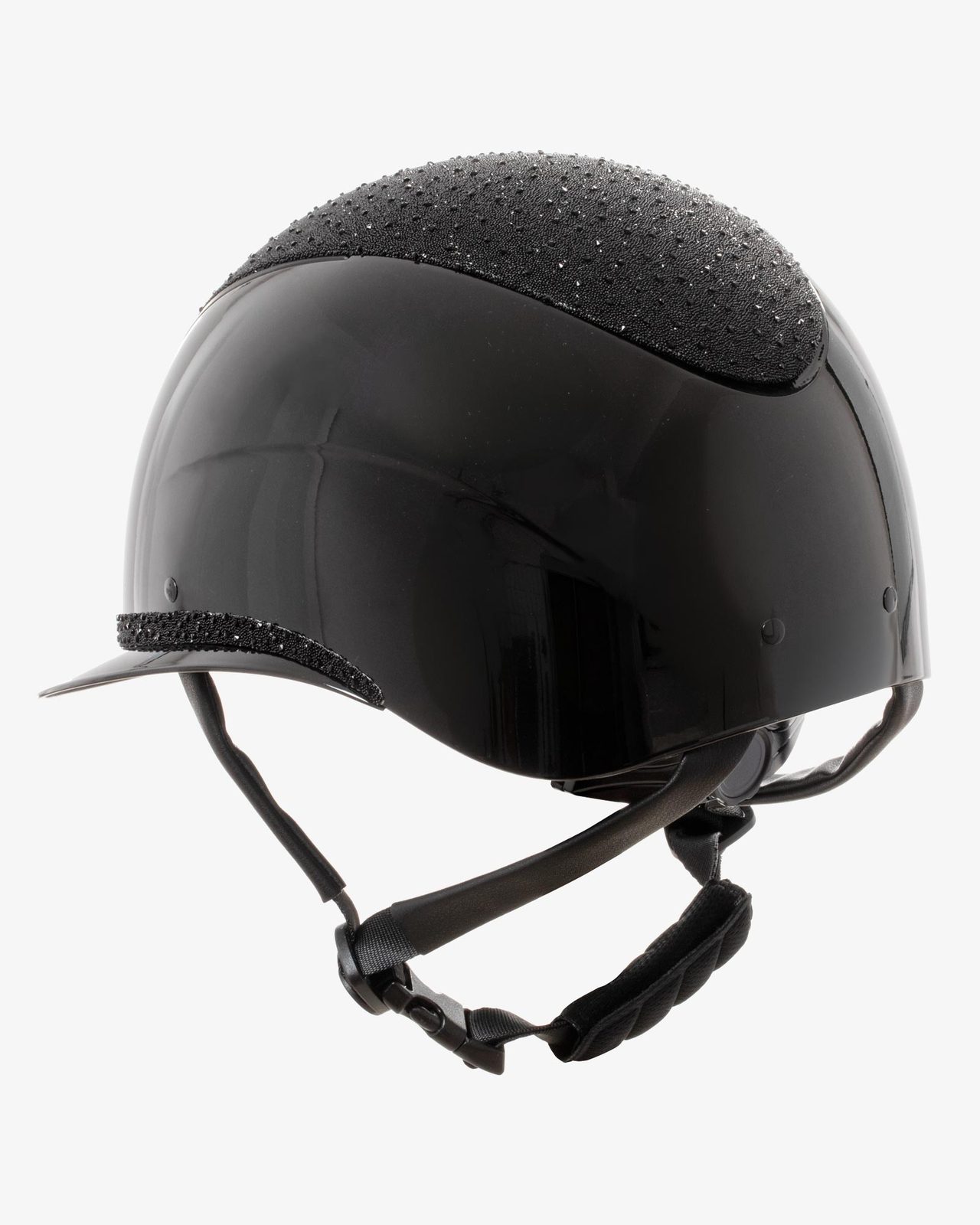 Helmet with wide visor and rhinestones homologation EN 1384-2023