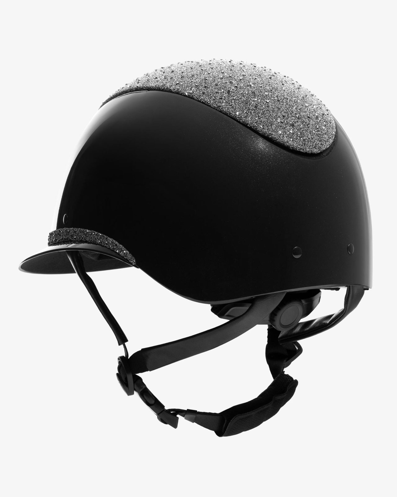 Helmet with wide visor and rhinestones homologation EN 1384-2023