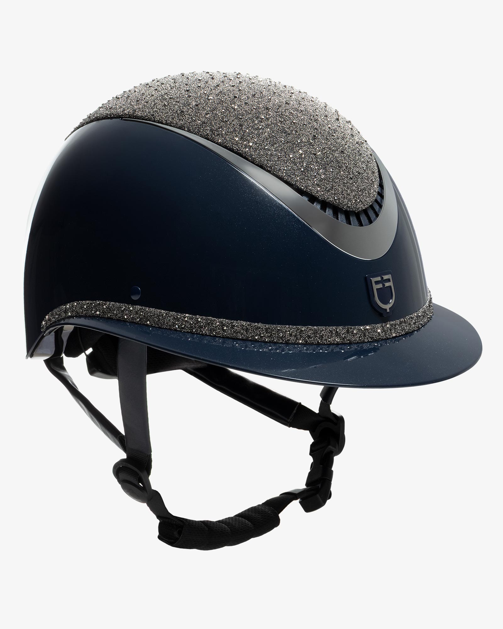 Cap con visiera larga e brillantini omologazione EN 1384-2023