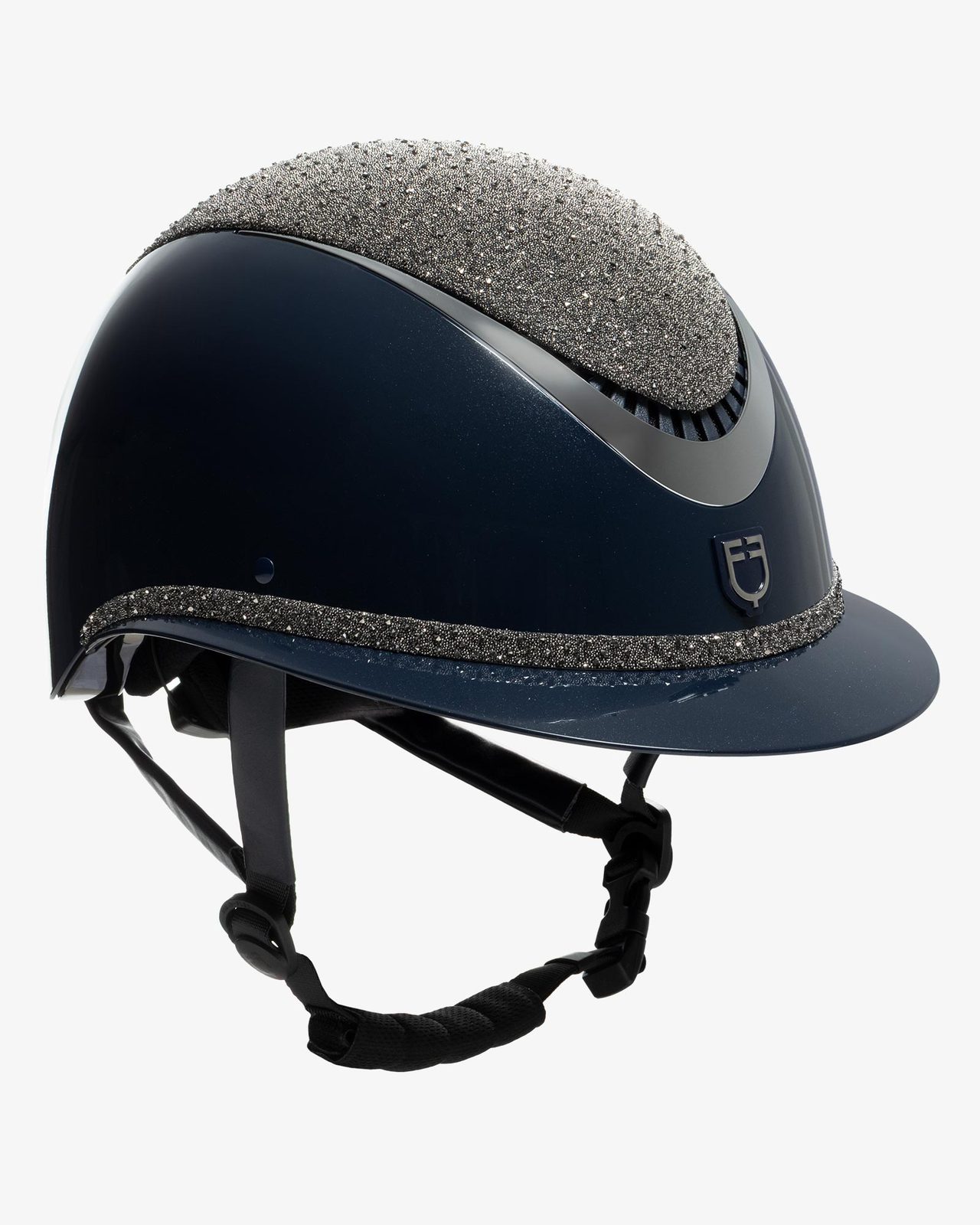 Cap con visiera larga e brillantini omologazione EN 1384-2023