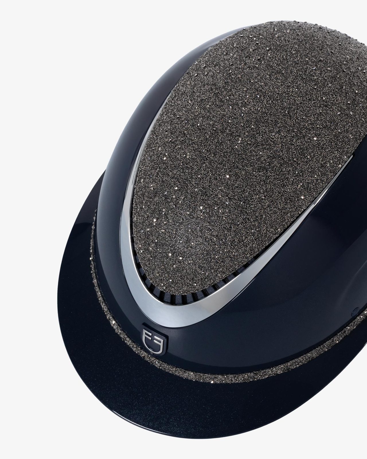 Cap con visiera larga e brillantini omologazione EN 1384-2023