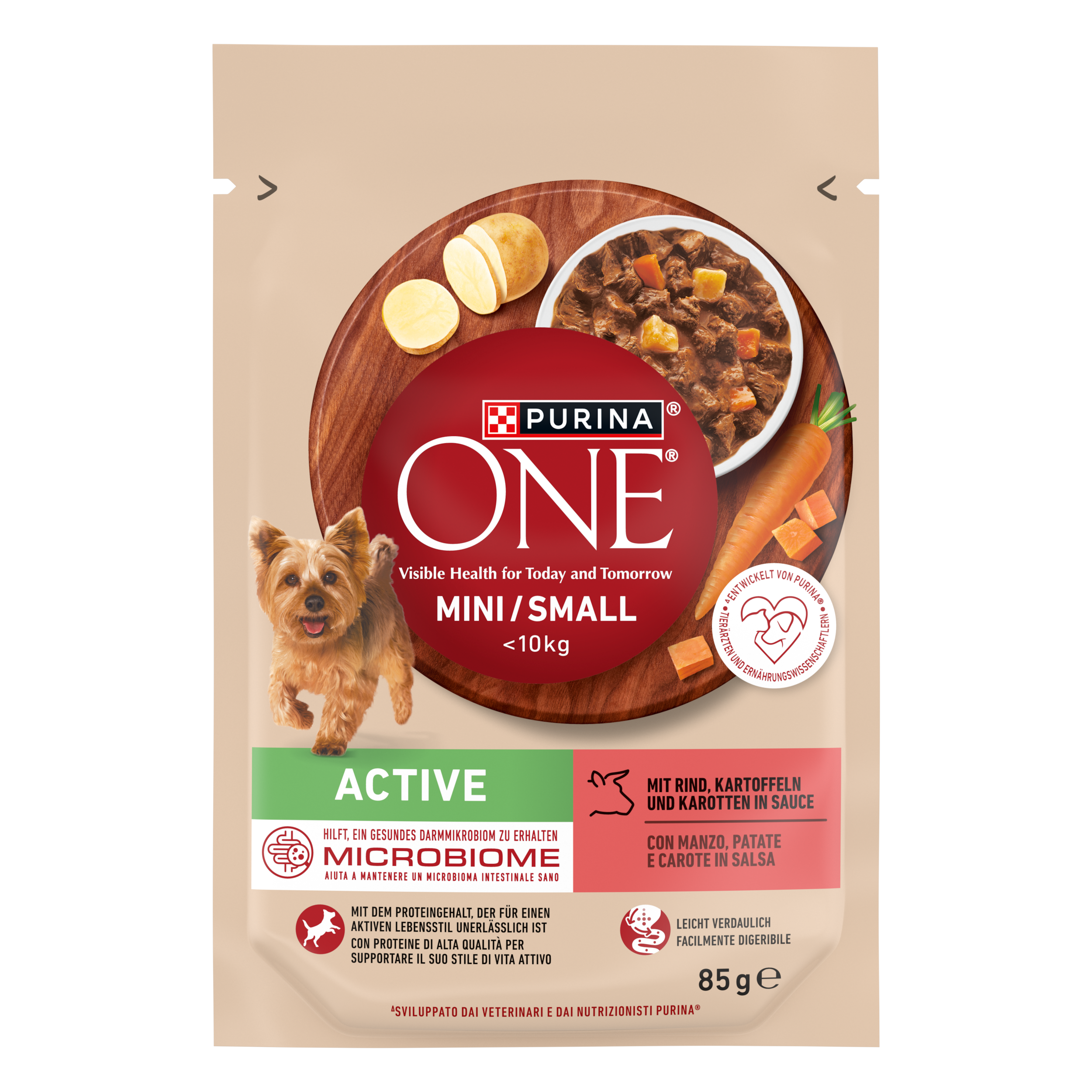 Purina ONE MINI Active 85g Manzo, Patate e Carote in Salsa