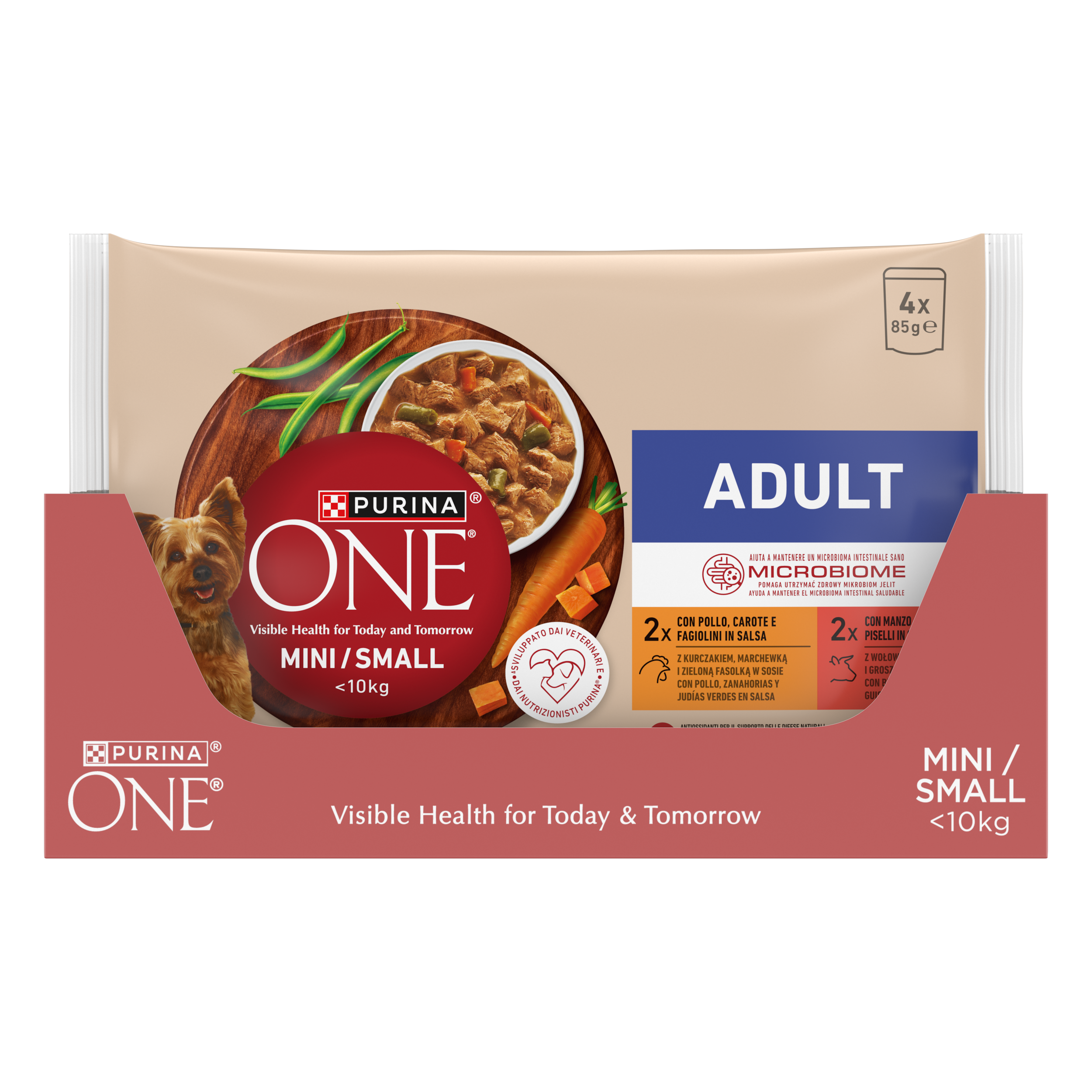 Purina ONE MINI Adult 4x85g Pollo e Manzo in Salsa