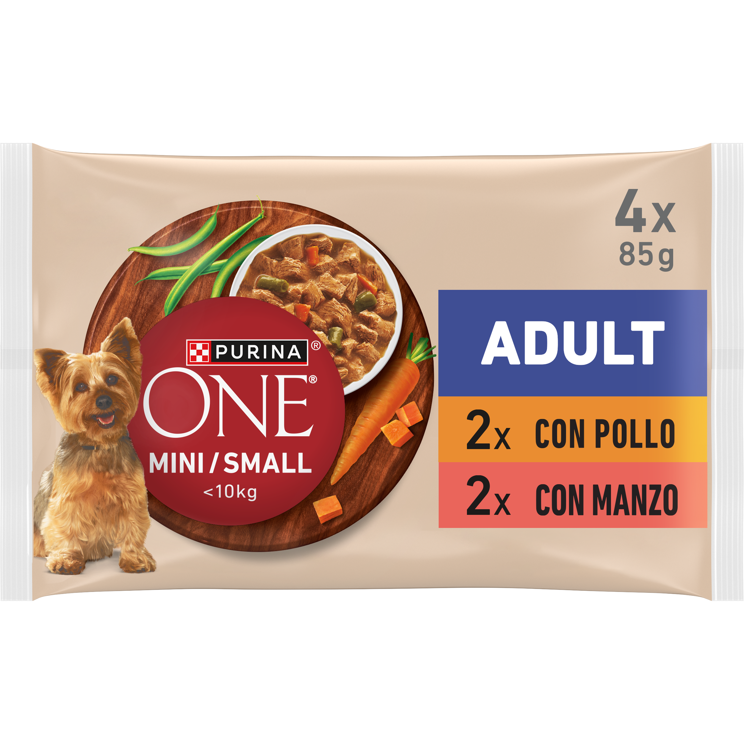 Purina ONE MINI Adult 4x85g Pollo e Manzo in Salsa