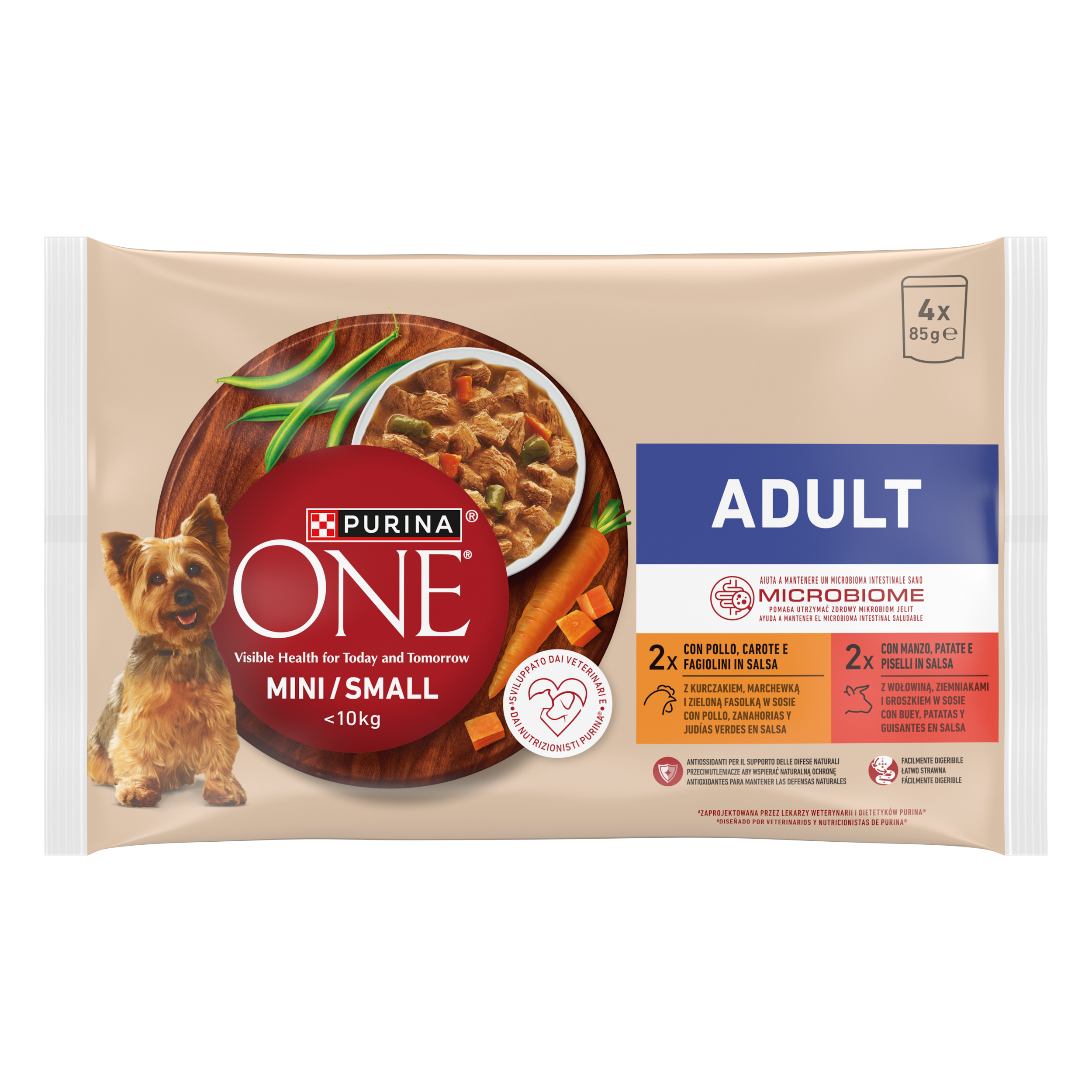 Purina ONE MINI Adult 4x85g Pollo e Manzo in Salsa