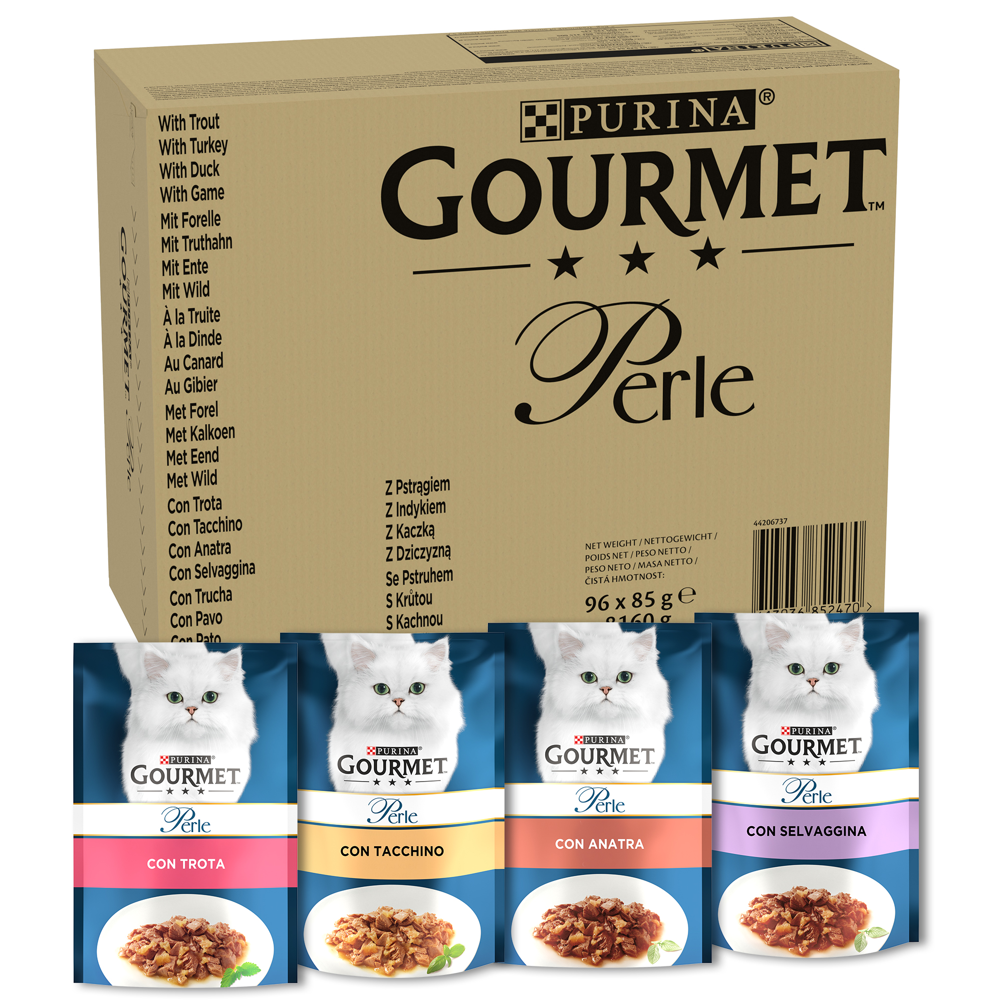 GOURMET® PERLE Filettini in Gelatina (Trota, Tacchino, Anatra, Selvaggina)