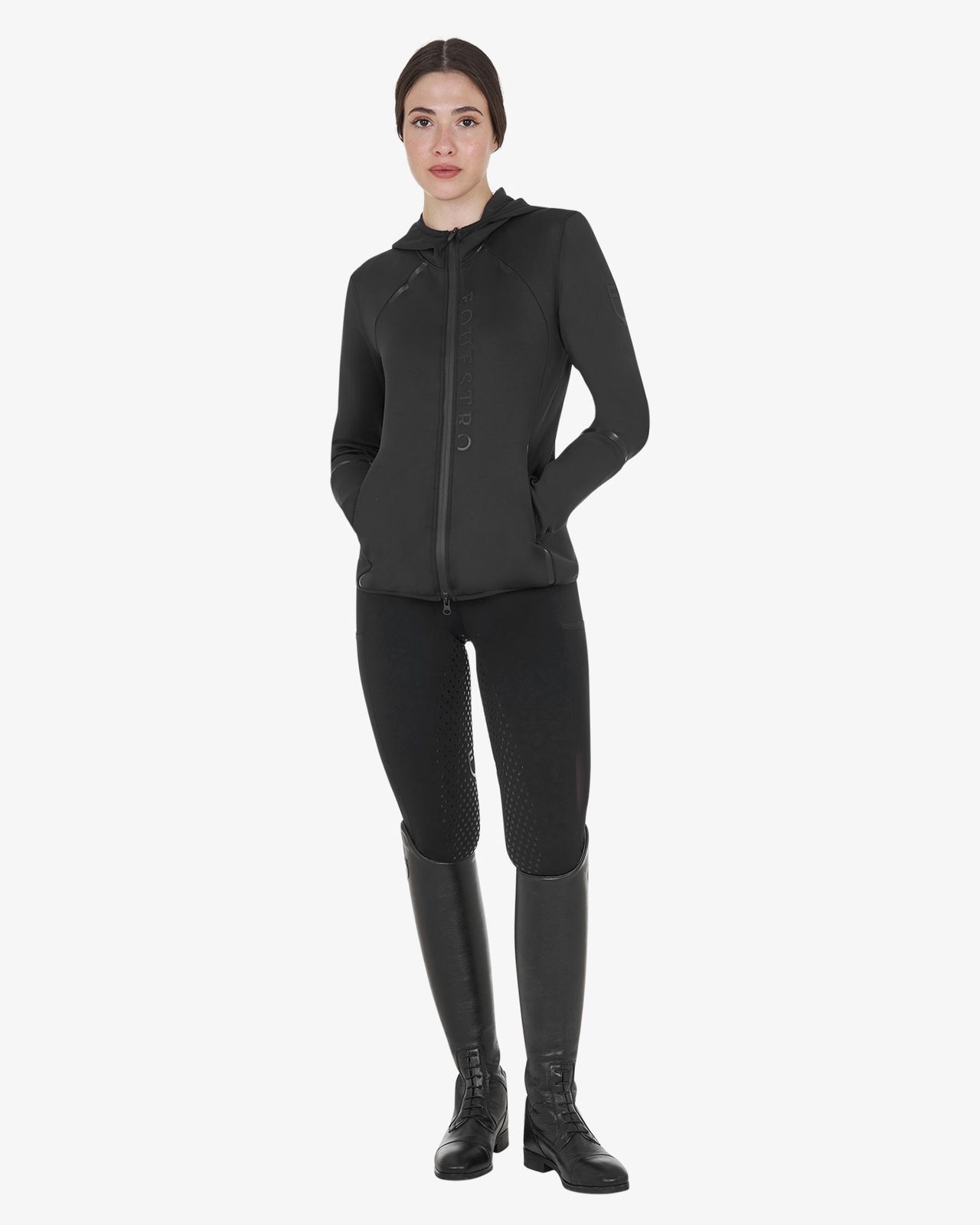 Women's technical sweatshirt in jersey with zip