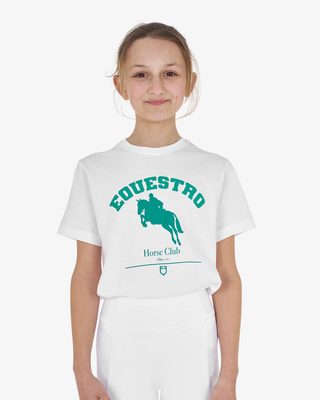 T-shirt bambina Jumping Horse Club in cotone